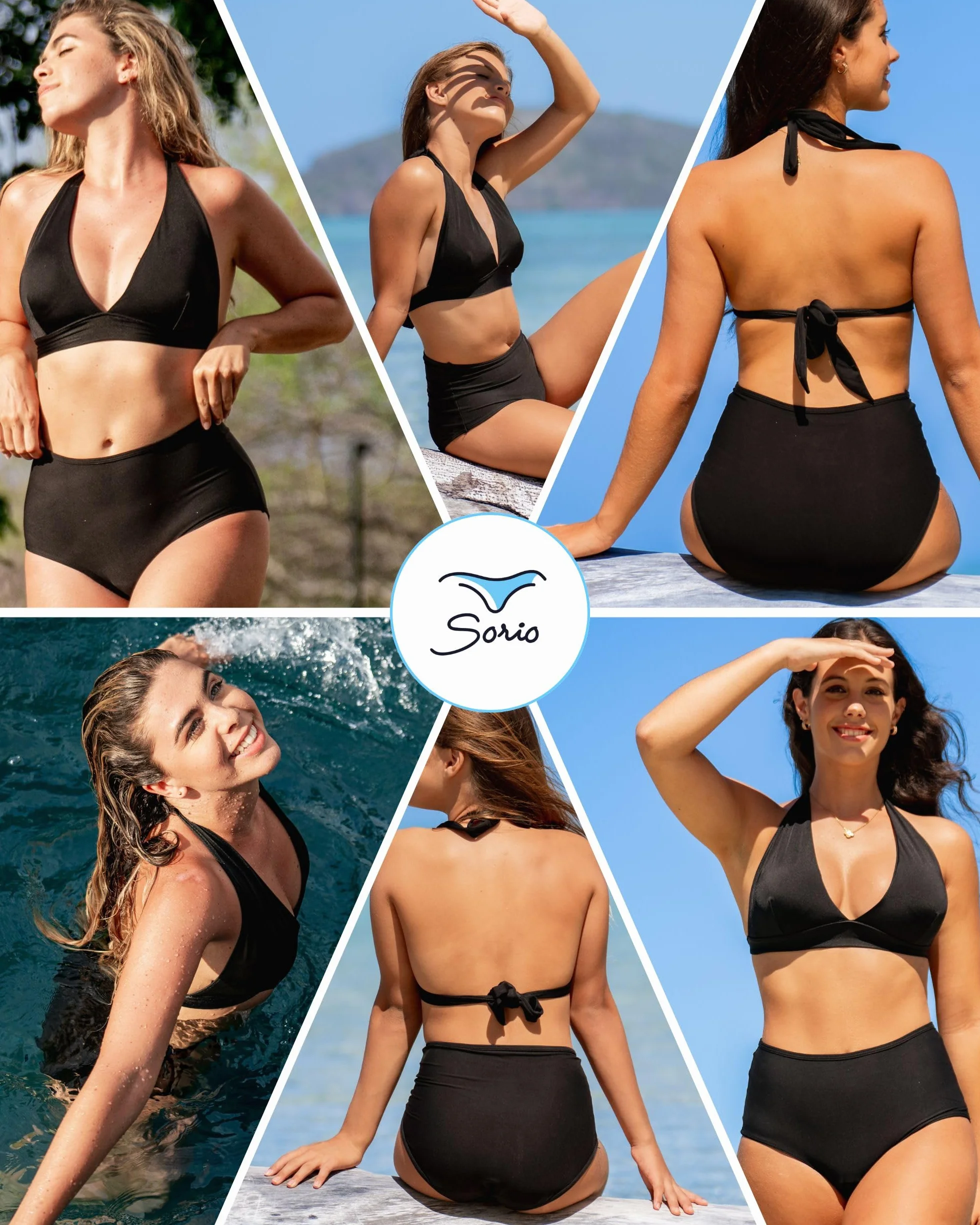 SORIO® Perioden Bikini mit Hohem Bund für Damen und Teenager – Nur Bikinihose - Saugfähig, Auslaufsicher und Geruchsfrei – Period Swimwear Für Leichte und Mittle Tage – Bedeckend – Naya