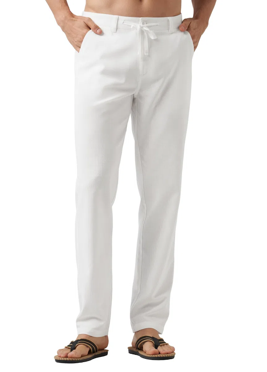 WILLIT Leinenhose Herren Lang Baumwolle Stoffhose Leicht Sommerhose Männer Freizeithose Jogginghose mit Taschen Kordelzug für Urlaub Yoga Strand Alltag