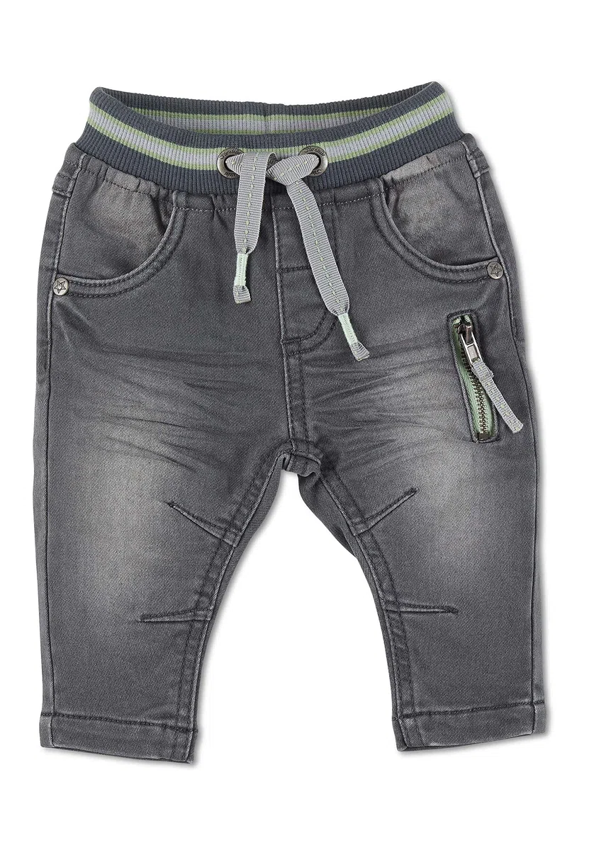 Sterntaler Baby Jungen Baby Jeans Jeanshose Babyhose - Baby Jeans, Baby Jeanshose - aus elastischer Sweat Denim - dunkelgrau