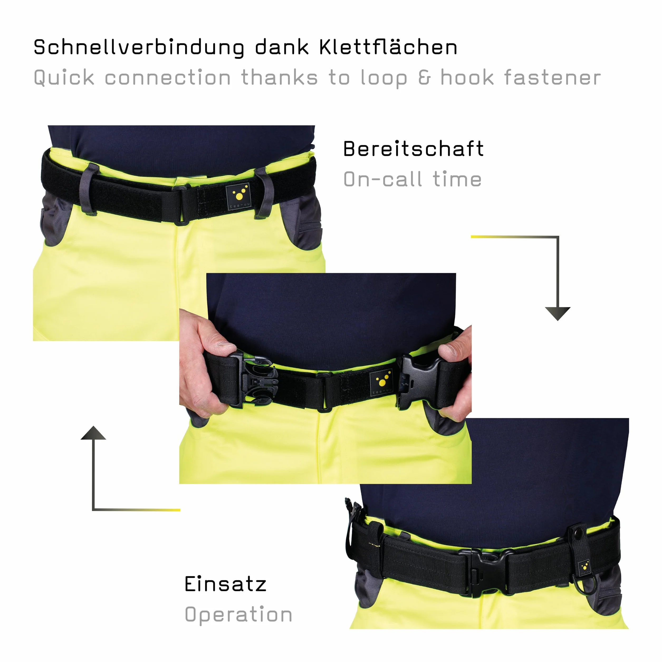 tee-uu BLACK Rettungsdienstkoppel | Komplett-Set inkl. INNER Untergürtel und BELT KEEPER Set | Größen S-3XL
