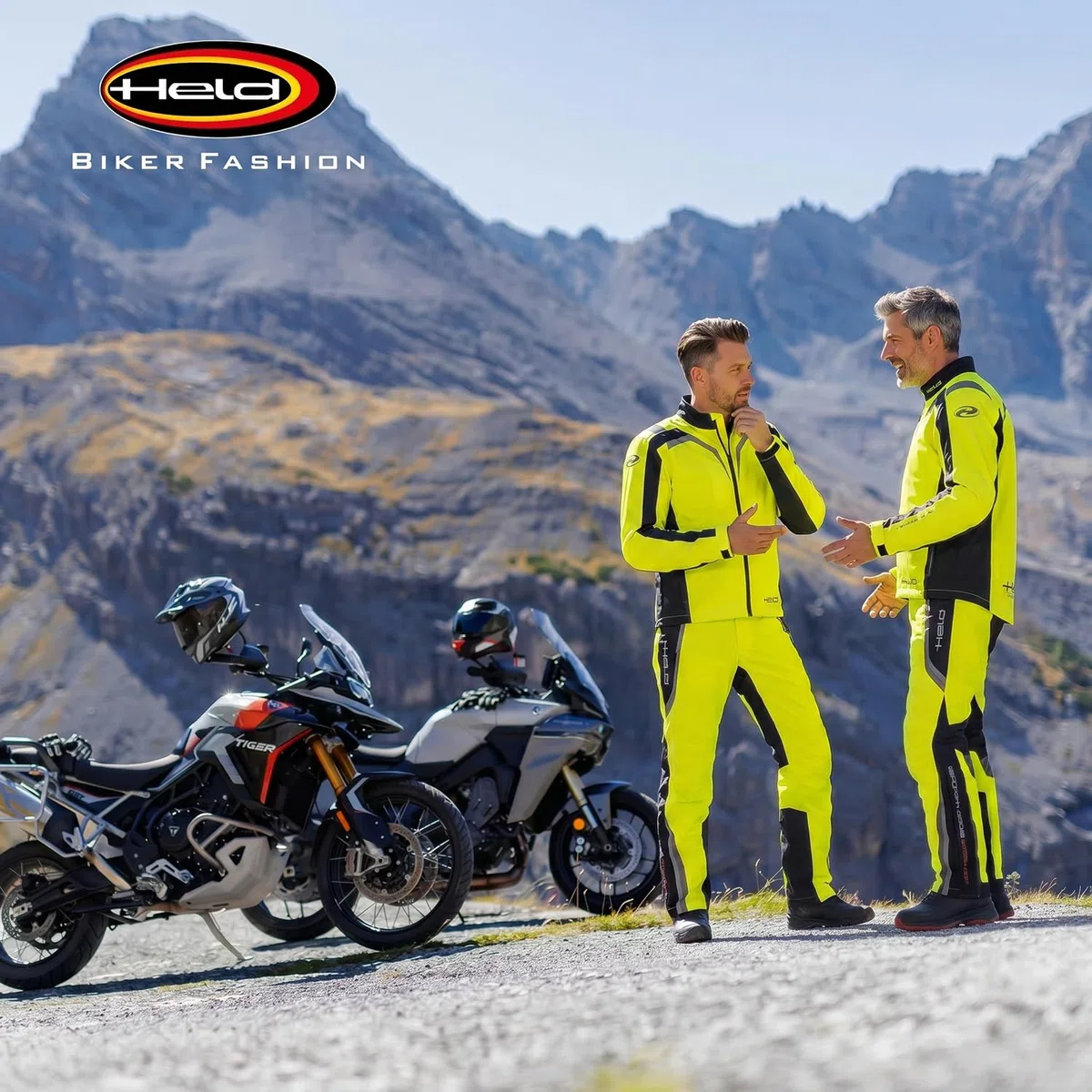 Held Rainblock 2 Base - Sport Motorrad Regenhose Herren - Membrane 100% Wasserdicht, Atmungsaktiv - Reflex Einsätze - Packtasche - Antirutsch-Gewebe am Gesäß