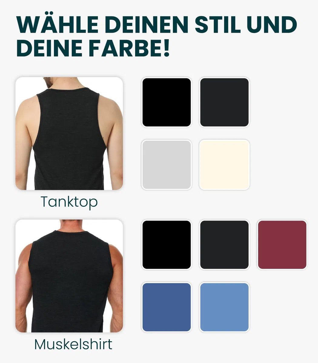 100% Merino Unterhemd Tank Top Herren – Ärmelloses Shirt Herren – Merino Unterwäsche Männer