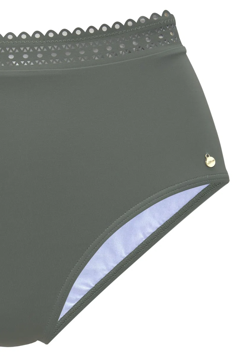 s.Oliver Damen Bikini-Hose mit High-Waist, Lasercut-Kante, Mix-Kini, atmungsaktiv und formend, schnelltrocknend