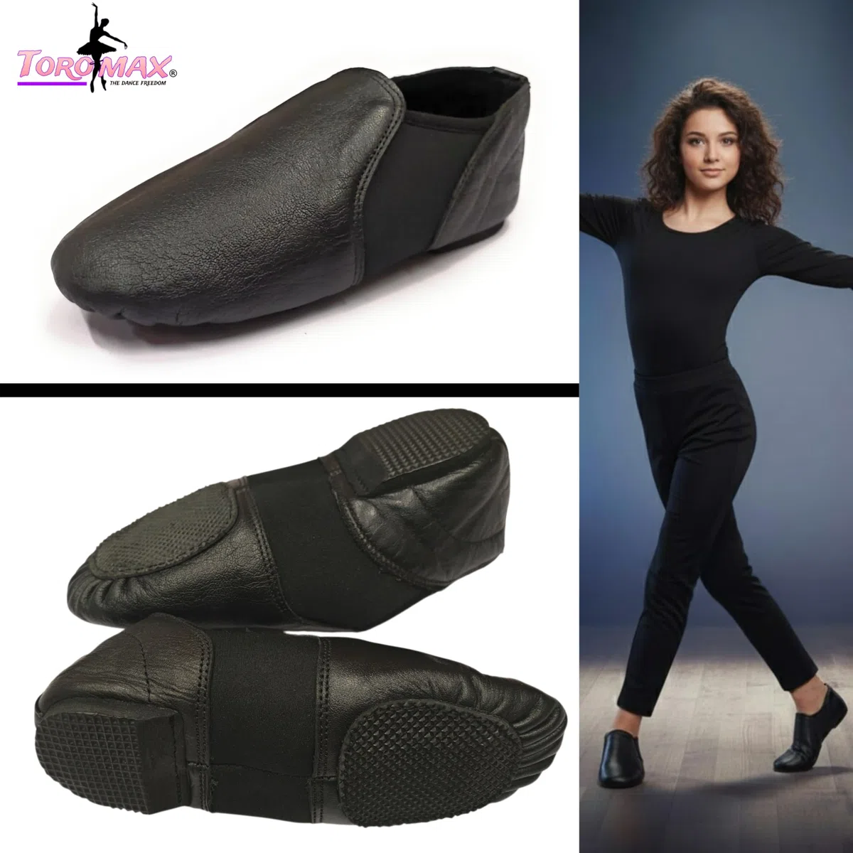 Jazz-Tanzschuhe aus weichem Leder, Neopren, zum Überschlüpfen