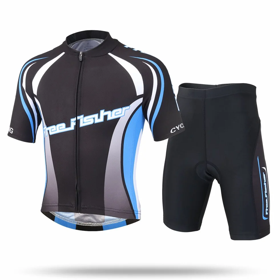 Kinder Radsport Bekleidung- Jungen/Mädchen Fahrrad Trikot-Set(Trikot Kurzarm+Kurz Radhose)/Radtrikot Kurzarm/Kurz Fahrradhose mit Sitzpolster(Radsport Anzug)