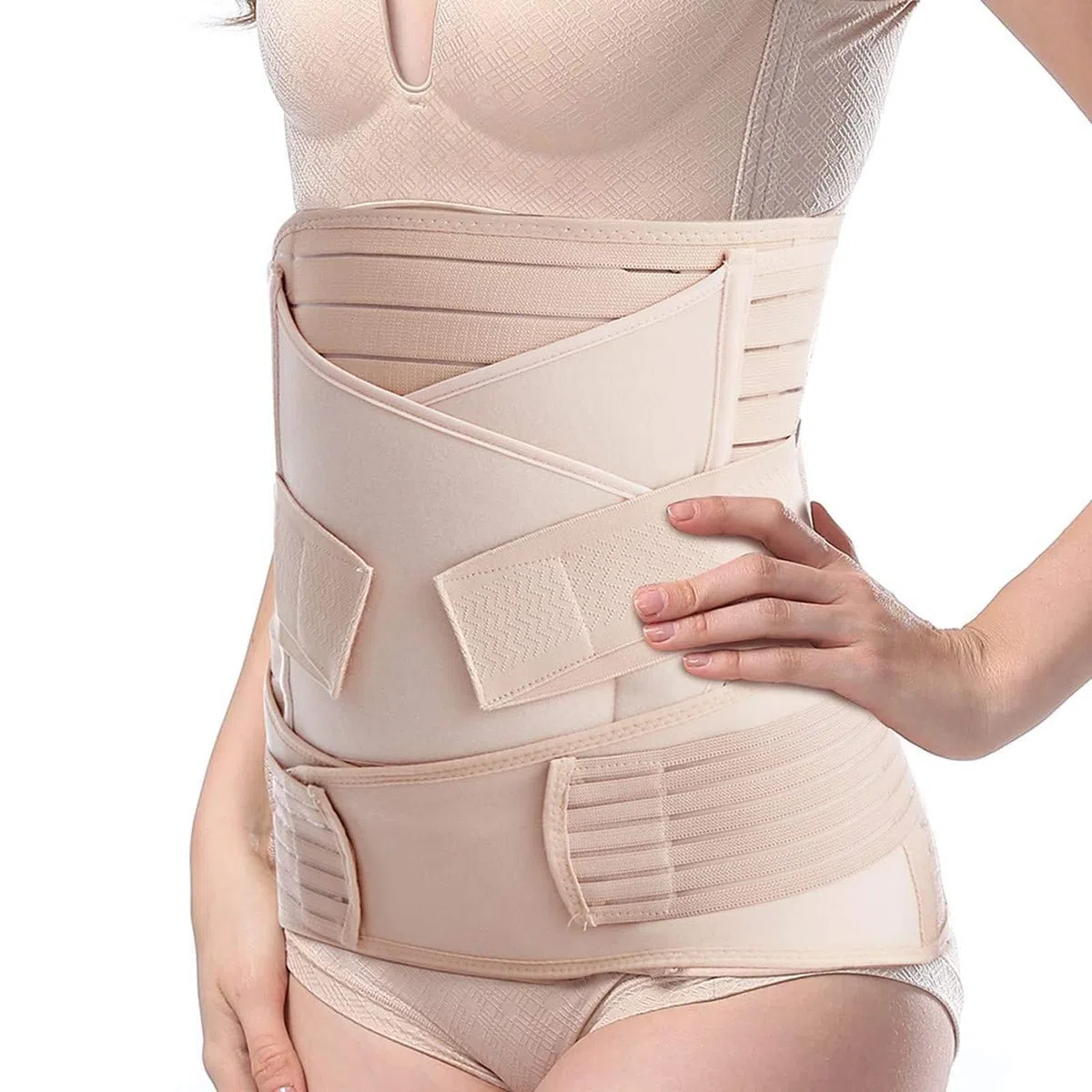 TiRain Damen 3 in 1 Postpartum Support - erholung Bauch/Taille/beckengurt Shapewear Nude One Size