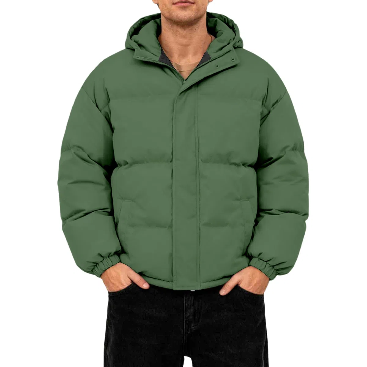 Generisch Herren Baumwolle Winterjacke Winter Warm Daunenjacke Fashion Einfarbige Winterparka Freizeit Bequeme Casual Thermo Mantel Lässige Jacket Weich Herrenjacke M-5XL