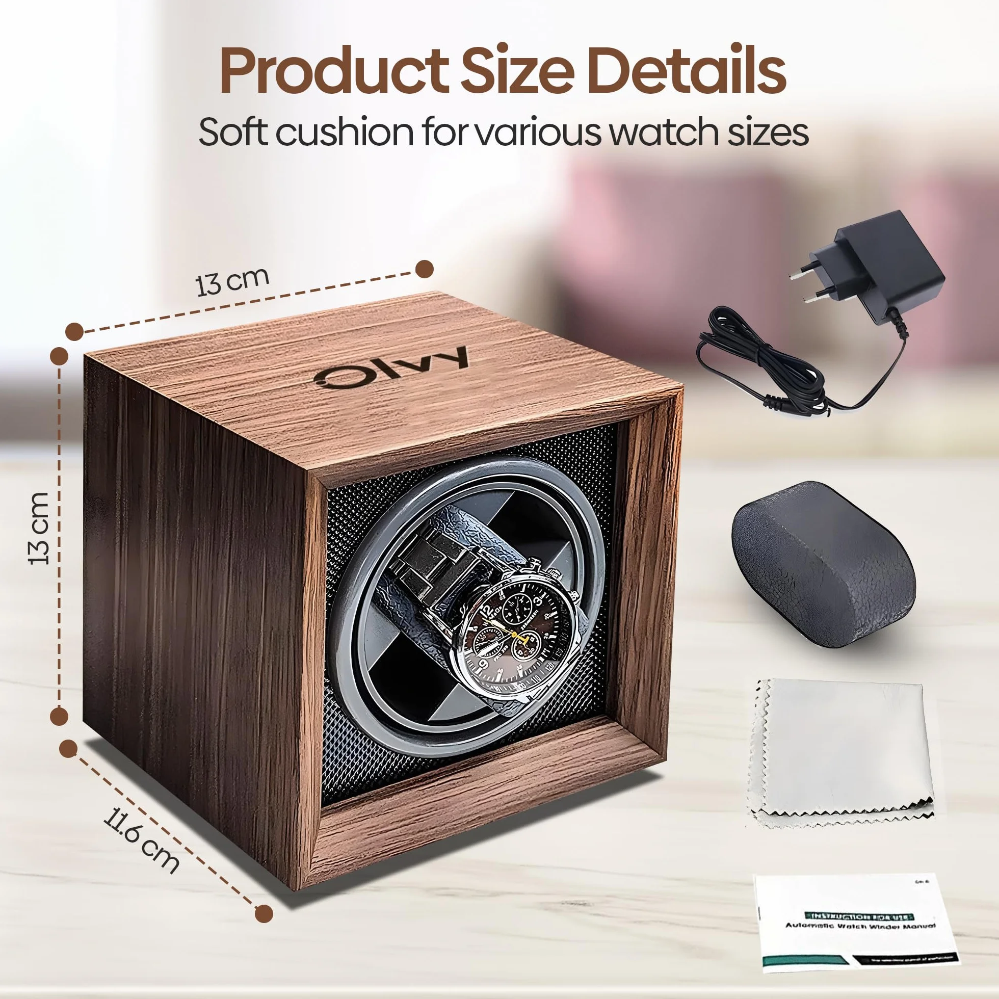 Olvy Uhrenbeweger für Automatikuhren, Extrem Leisem Motor, Watch Winder, Automatischer Uhrenbeweger, Watchwinder