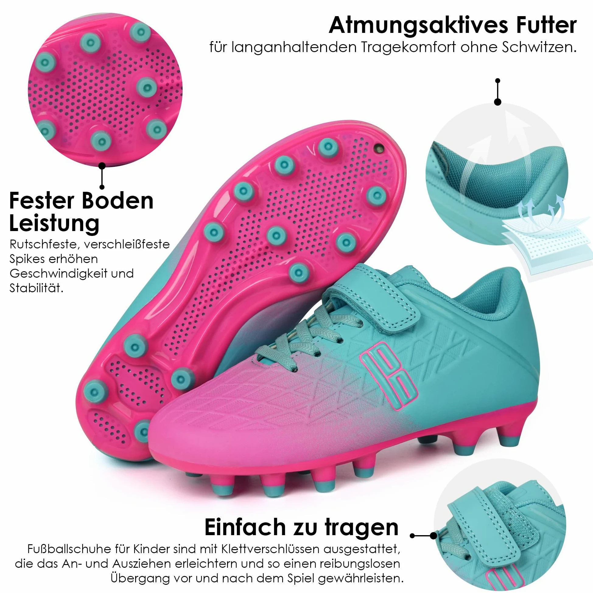 JABASIC Fussballschuhe Kinder Firm Ground Football Schuhe Jungen Mädchen Fußballschuhe mit Fußball-Socken