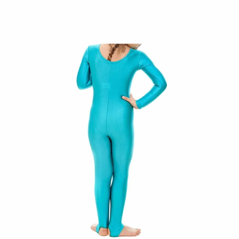 Prime fashions - Girls Shiny Nylon Long Sleeve Stirrup Catsuit - Full Body