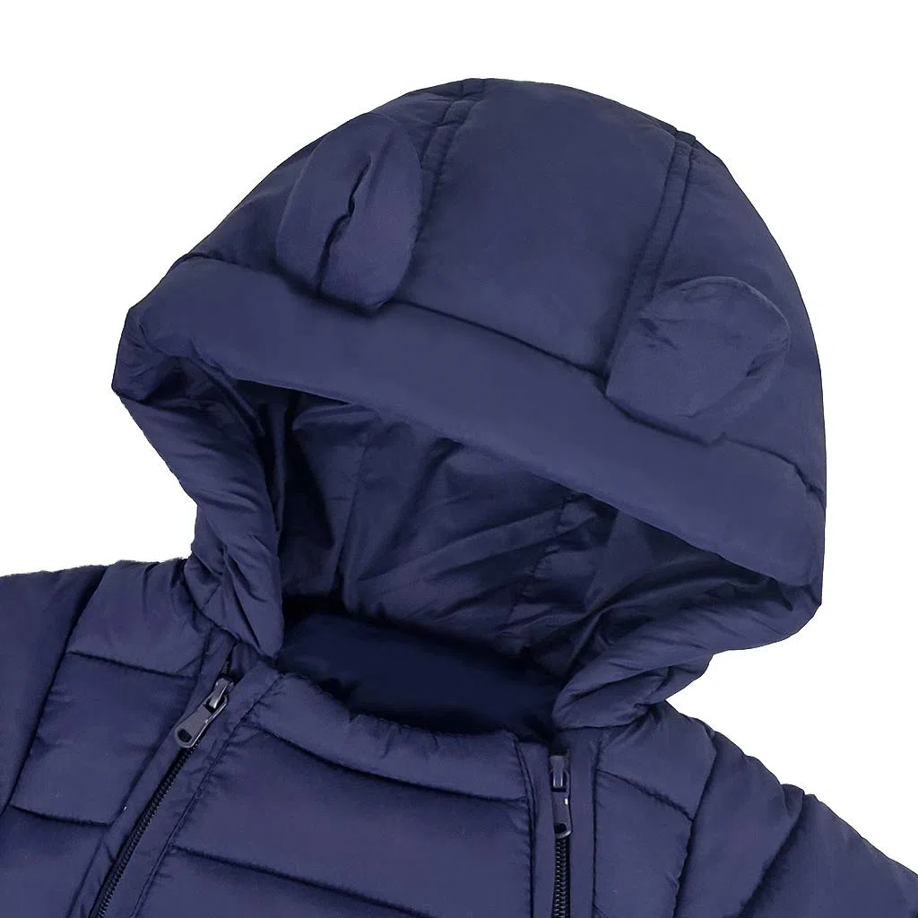 JiAmy Baby Winter Overall Mit Kapuze Schneeanzüge Outfits Bär Strampler Jungen Mädchen Spielanzug Marine 3-6 Monate