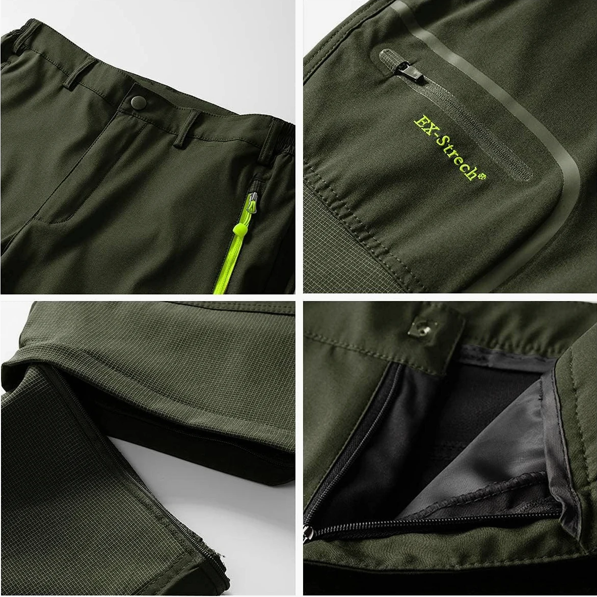 SANMIO Herren Wanderhose Zip Off Atmungsaktiv Wasserdicht Softshellhose Outdoor Funktionshose Trekkinghose Entfernbar Schnell Trockend (mit Gürtel)