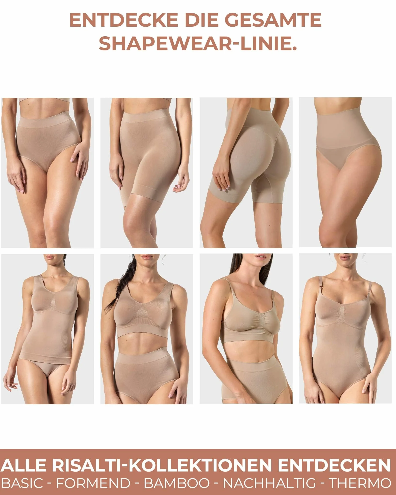 Risalti Shapewear Tanktop mit Breitträgern - Damen Top & BH ohne Bügel integriert, Bauchanschwemmung Tank Top - Made in Italy