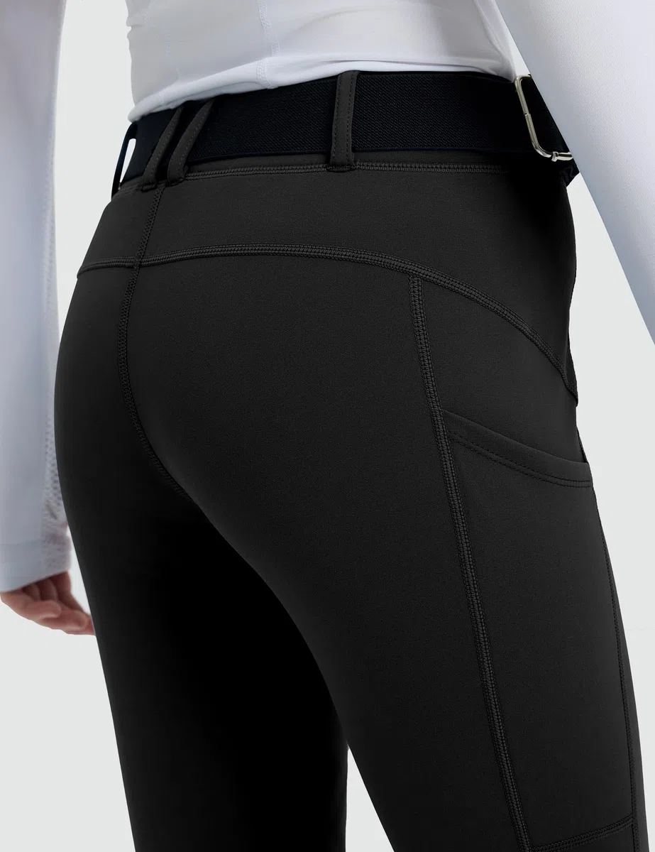 FitsT4 Sports Kinder Winterreithose Winter Reitleggings Mädchen Kniescheibe Silikon Thermo Reithose mit Handytasche und Taschen