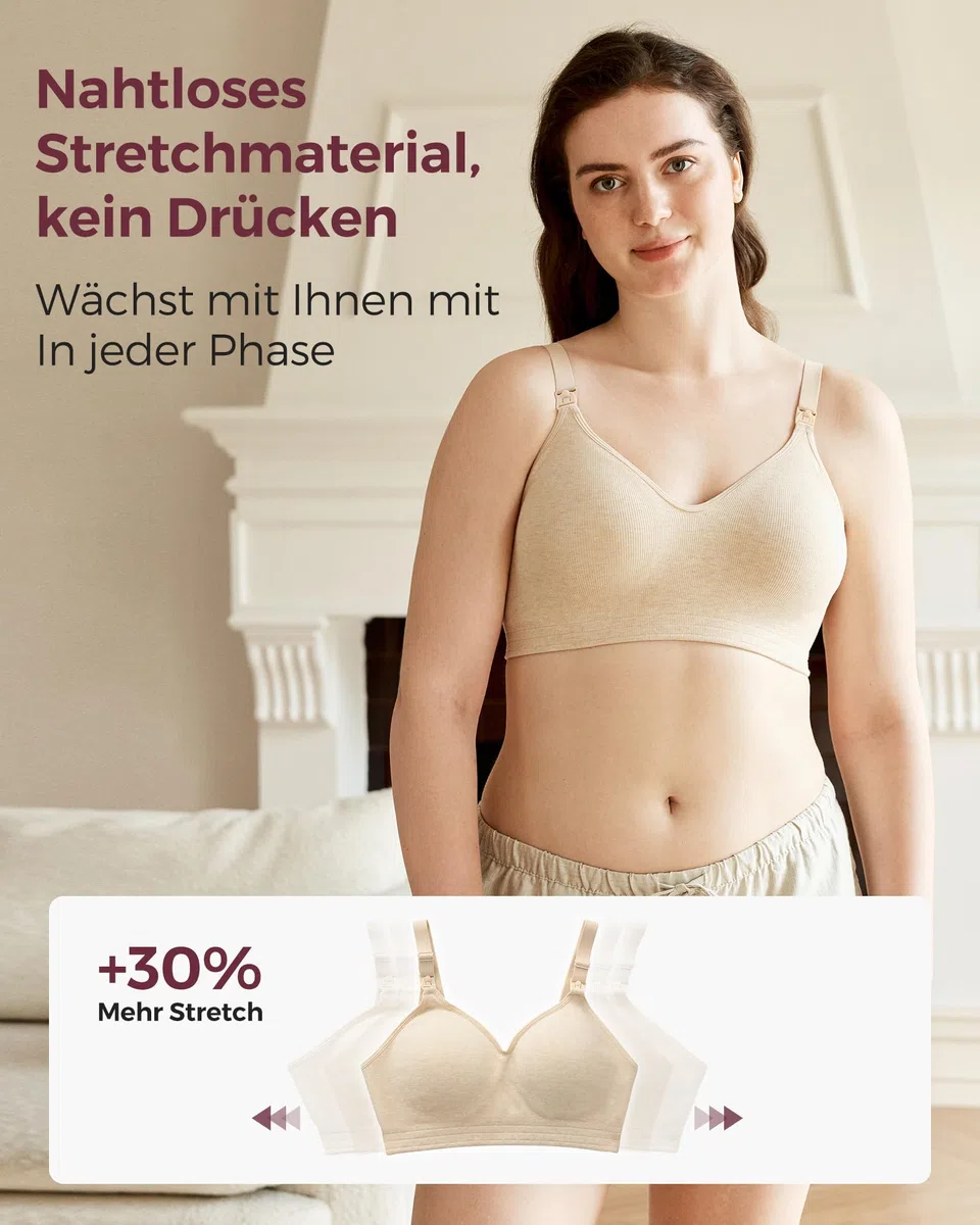 Momcozy Still-BHS zum Stillen, weicher, Nahtloser Schwangerschafts-BH aus US-Baumwolle, Feste Polsterung, ohne Bügel, für die Schwangerschaft