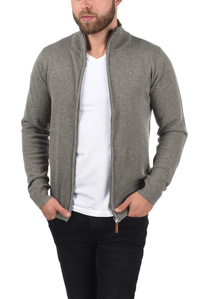Blend BHNorman Herren Strickjacke Cardigan Feinstrick Pullover mit Stehkragen Reißverschluss Rippbündchen Baumwollmischung Regular fit
