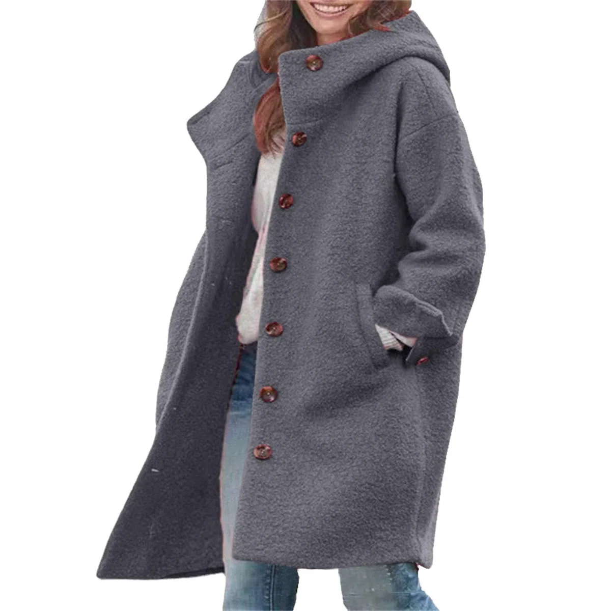 Damen Langarm-Flockenjacke, locker sitzend, warm, für den Winter, modisch, Reversjacke, Mäntel Damen Übergangsjacke Damen Winterjacke Marke Leichte Damen Steppjacke Mit Kapuze