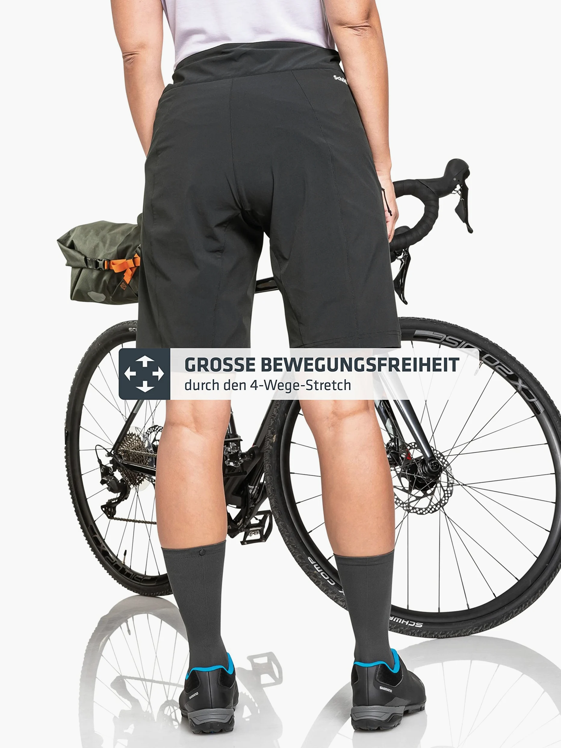 Schöffel Damen Shorts Danube L, Wasserabweisende Radhose, schnell trocknende Fahrradhose mit Bundverstellung