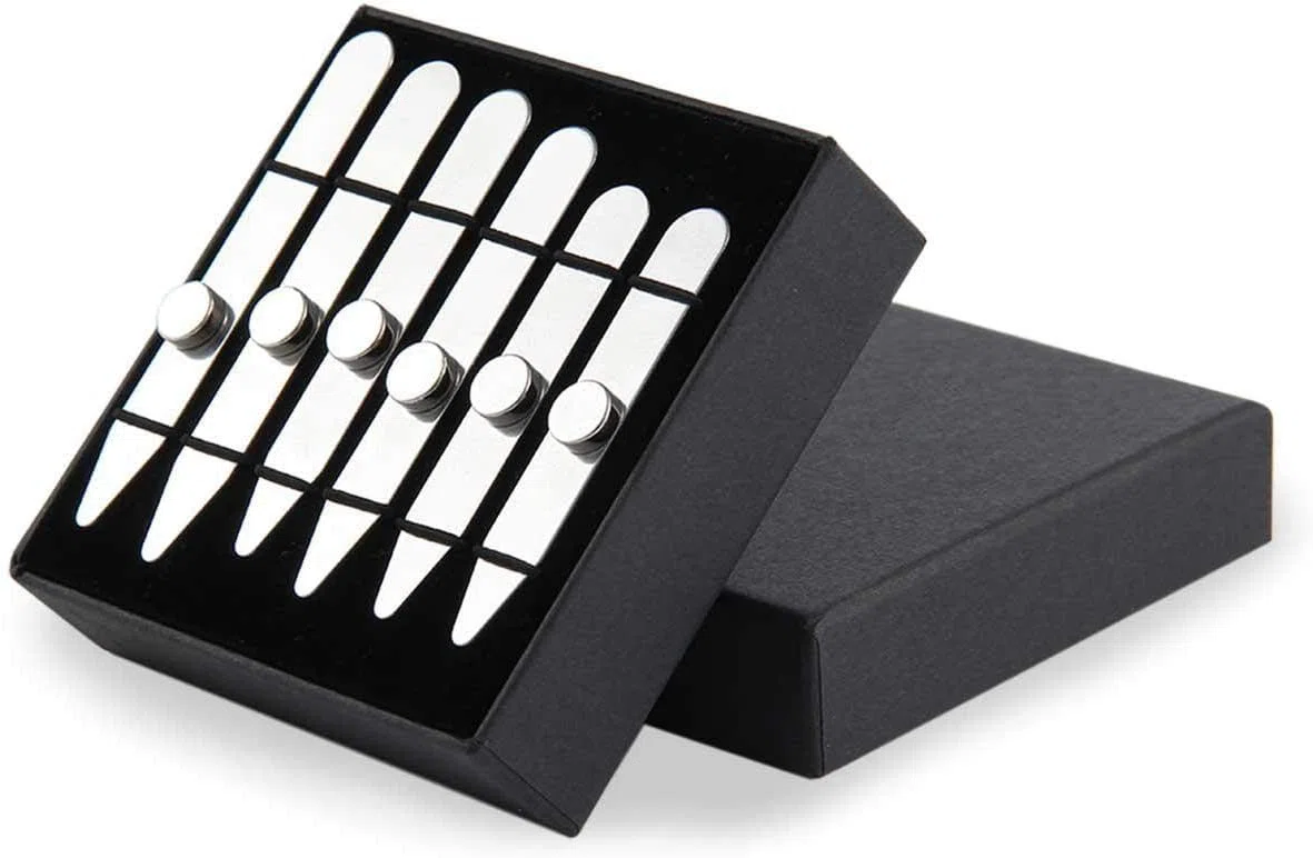 kragenstäbchen metall, Edelstahl hemdhalter herren mit 3X stärkere Magnete als die meisten hemdkragen stütze, hemdspanner herren halter shirt collar stays for men Geschenkbox