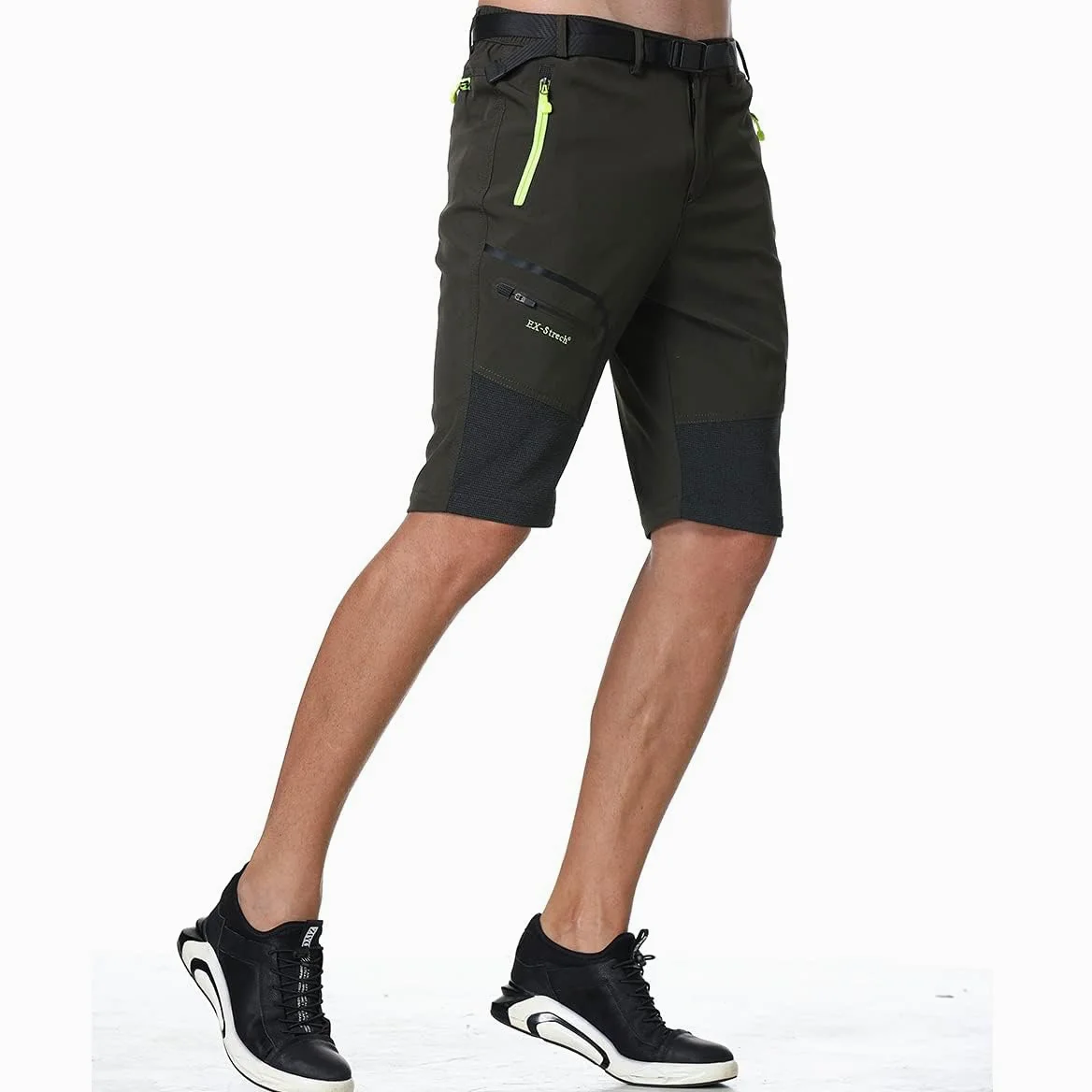 SANMIO Herren Wanderhose Zip Off Atmungsaktiv Wasserdicht Softshellhose Outdoor Funktionshose Trekkinghose Entfernbar Schnell Trockend (mit Gürtel)