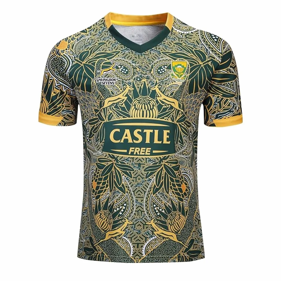Südafrika Edition Rugby-Trikot, Rugby-T-Shirt, Poloshirt, Herren-Trainingstrikot, Fußballtrikot(S)