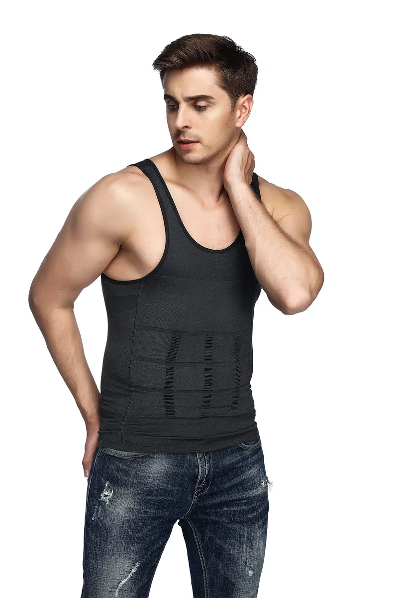 Odoland Unterhemd Herren 3er Pack Kompressionsshirt Herren Shapewear Compression Shirt Figurformendes Tank Top Body Shaper Bauch Weg Männer
