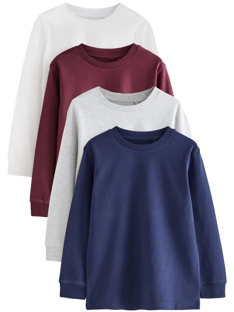 NEXT Jungen Einfarbig 4 x Langarmshirts 98-176