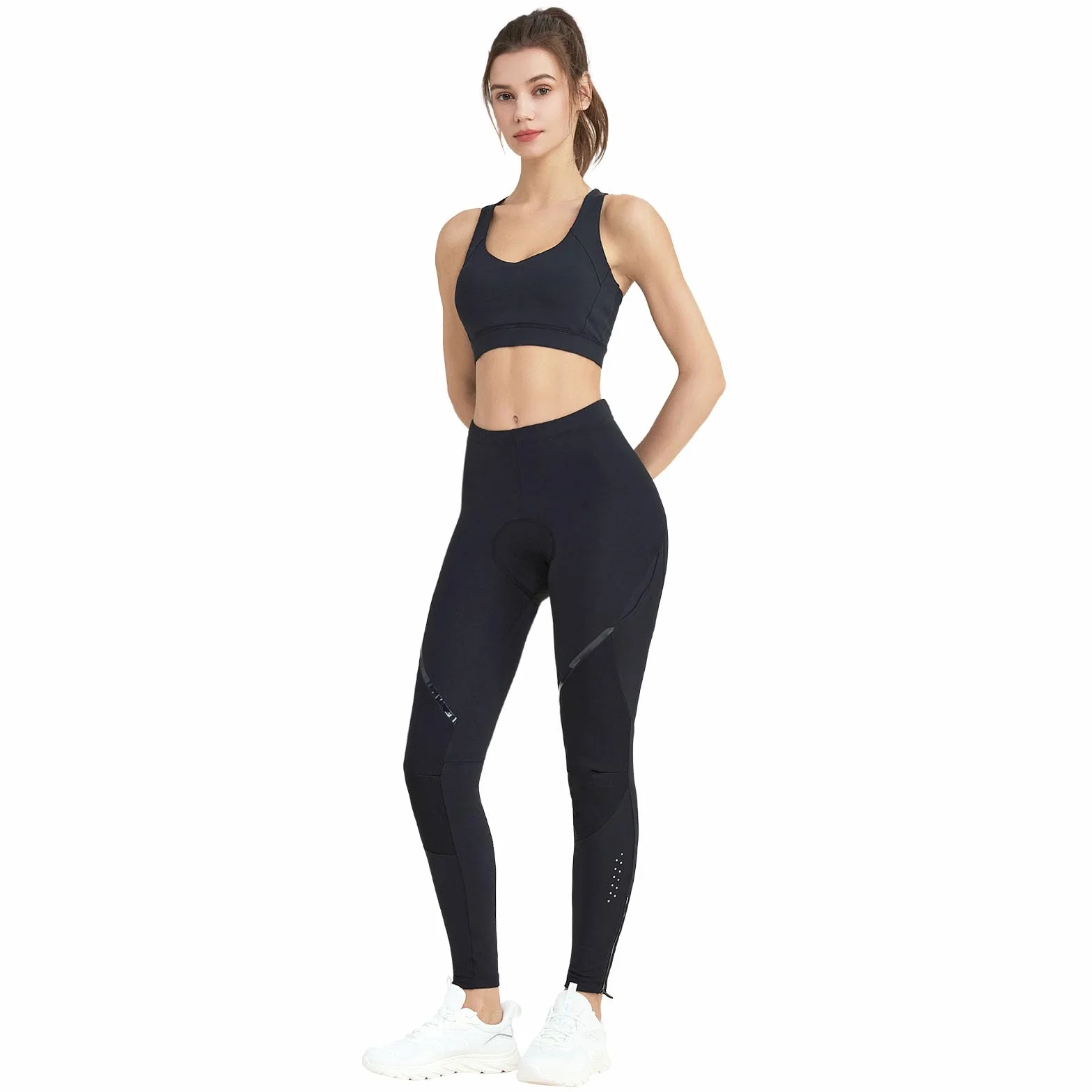 Santic Fahrradhose Lang Damen Gepolsterte Thermo Winter Radhose Sitzpolster Reflektierend Radsport Lange Leggings Hosen