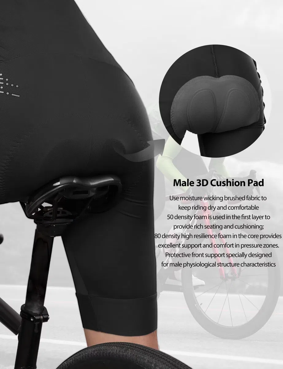 INBIKE Fahrradhose für Herren, 3D-gepolstert, atmungsaktiv, schnell trocknend, leicht, mit 2 Taschen