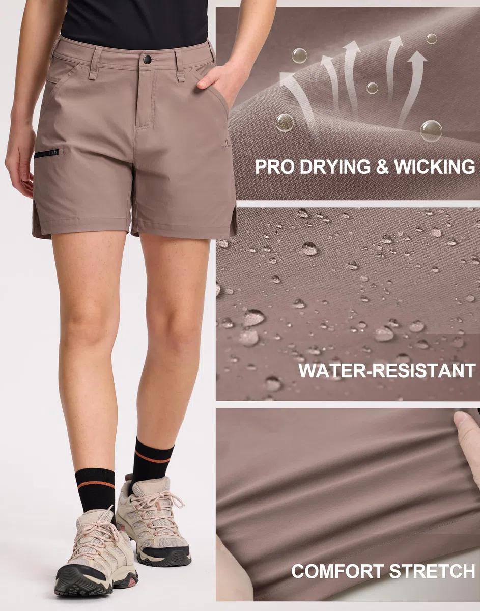 Pioneer Camp Wanderhose Damen Kurz Hose Shorts Damen Sporthose Bermuda Sommerhose,Schnelltrocknend Wasserabweisend,Wandern, Camping, Reisen, Angeln,Pendeln,Klettern