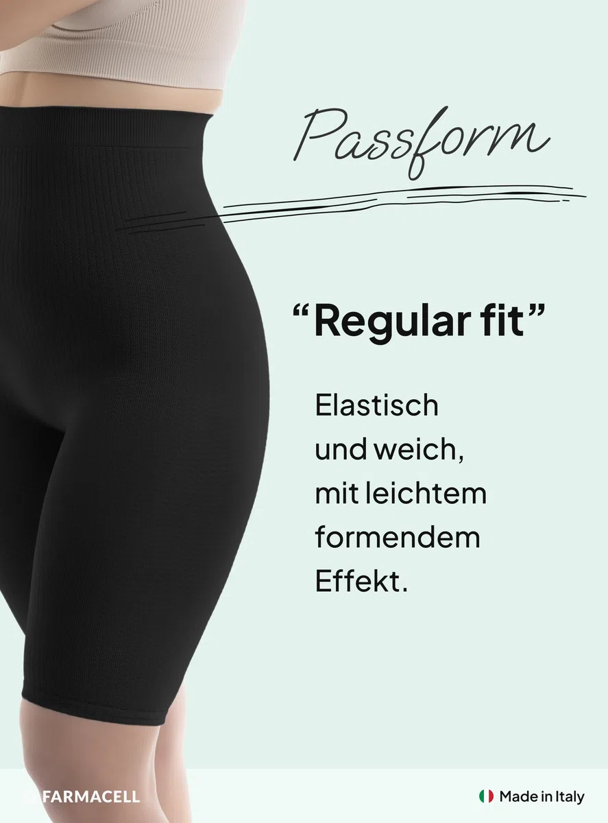 FarmaCell Anti-Cellulite Shorts Damen mit Mikromassage, Hoher Bund, Made in Italy, 113