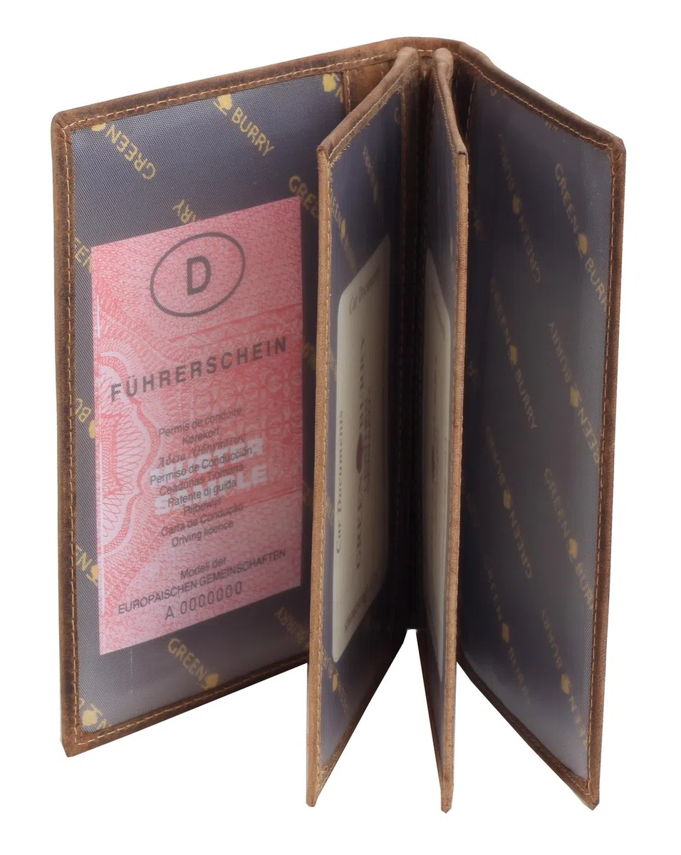 Greenburry Leder-Ausweismappe mit Fisch Motiv I Leder Dokumentenmappe für Angler Ledermappe - 16,5x1,5x12cm