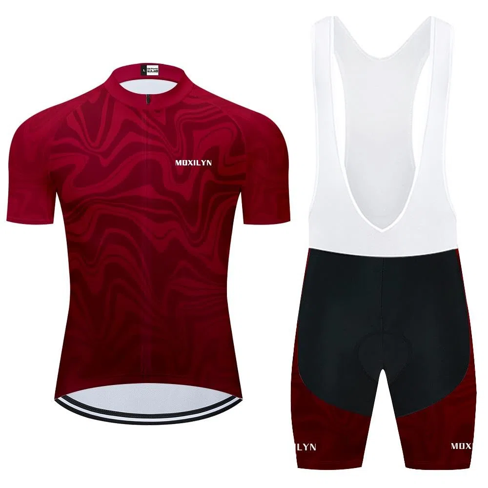 Moxilyn Fahrradtrikot Kurzarm Set für Herren Radtrikot T Shirt Radsport Set Fahrrad Trikot +Radhose mit 20D Gel Fahrradbekleidung