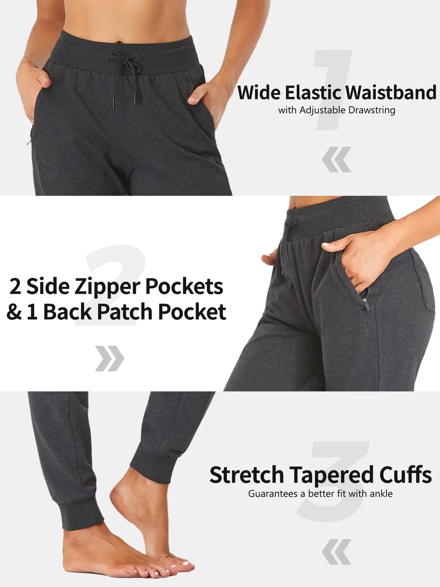 Sevego Jogginghose Damen Sporthose Baumwolle High Waist Trainingshose Loose Fit Lang Sweathose mit Taschen