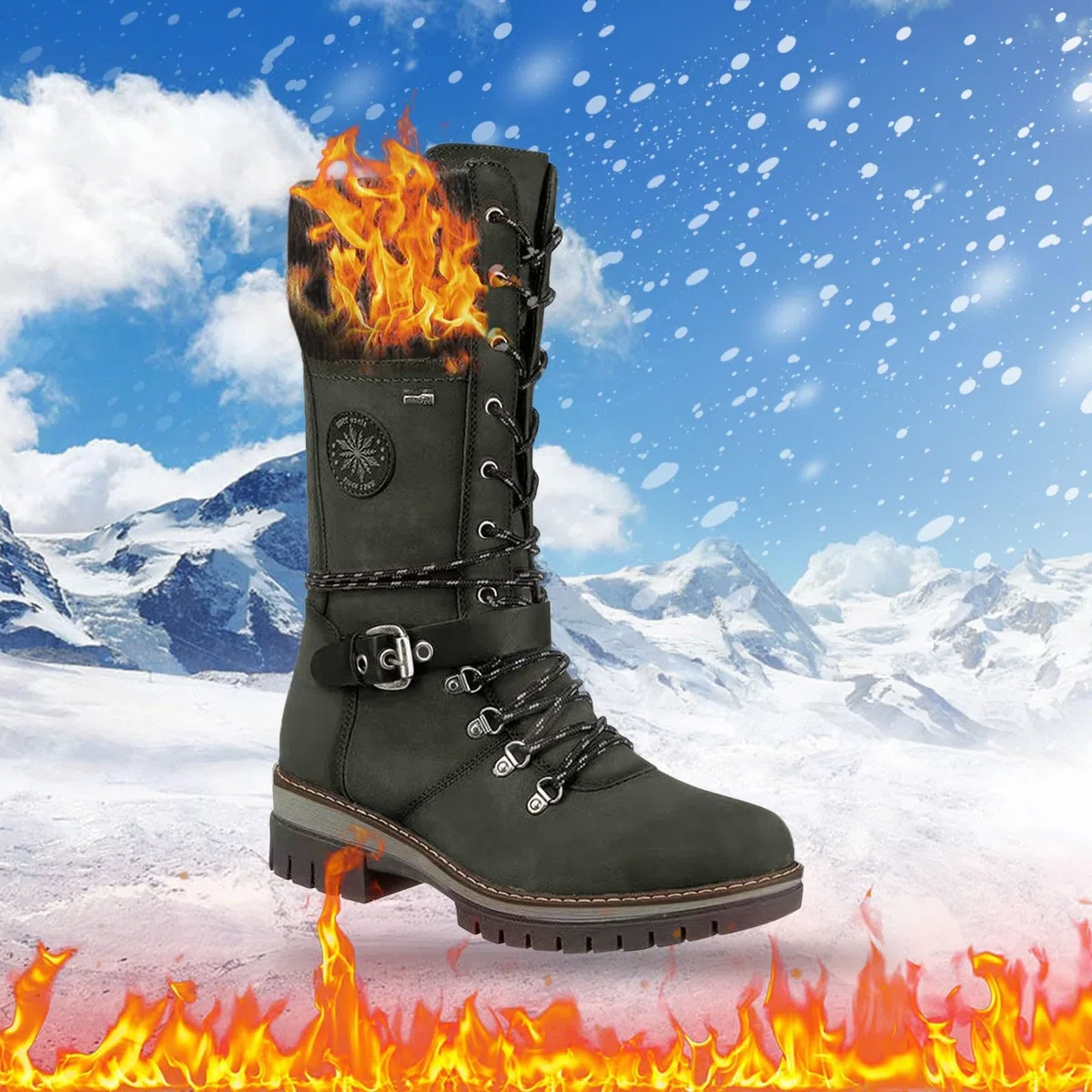 Generisch Stiefeletten Damen Flach Leicht Rutschfest Halbschaft Winterstiefel Bequeme Wasserdicht Weitschaftstiefel Freizeit Außenbereich Winterschuhe Warme Gefüttert Winter Schnee Stiefel
