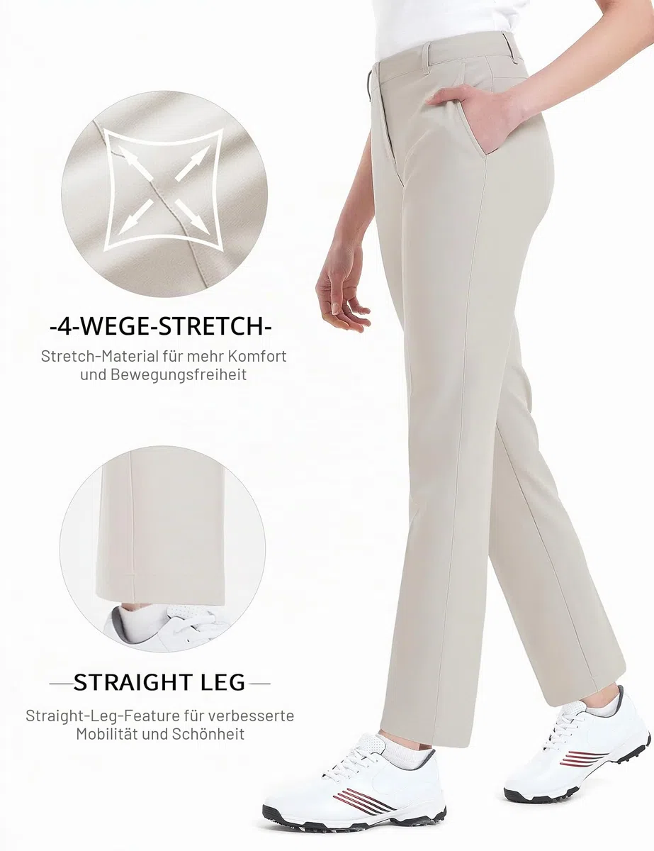 Women's Golf Pants Stretch Straight Lightweight Breathable Twill Work Chino Ladies Pants