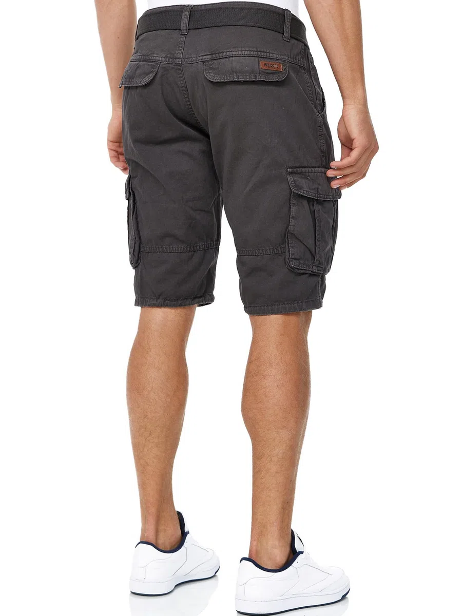 Indicode Herren Monroe Cargo-Shorts mit Gürtel | Bermuda Sommerhose aus Baumwolle für Männer