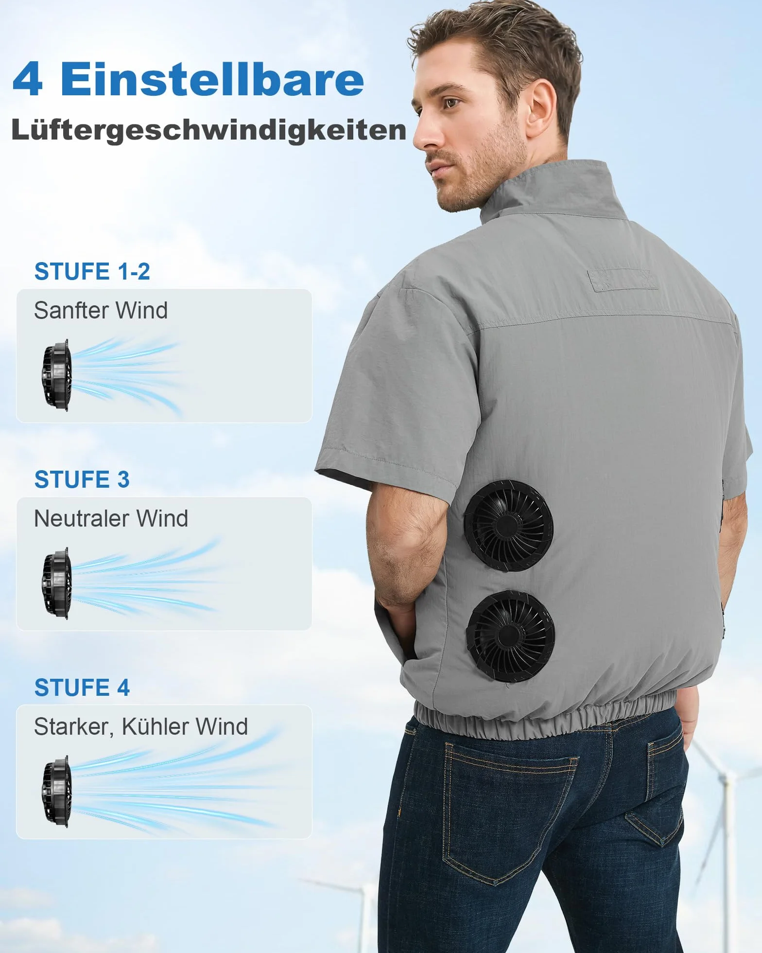 FERNIDA Kühlweste, Elektrische Kühlende Weste mit 4 Ventilatoren und 10000mAh Akku für Sommer, Heißes Wetter, Atmungsaktive Kühlkleidung für Herren und Frauen