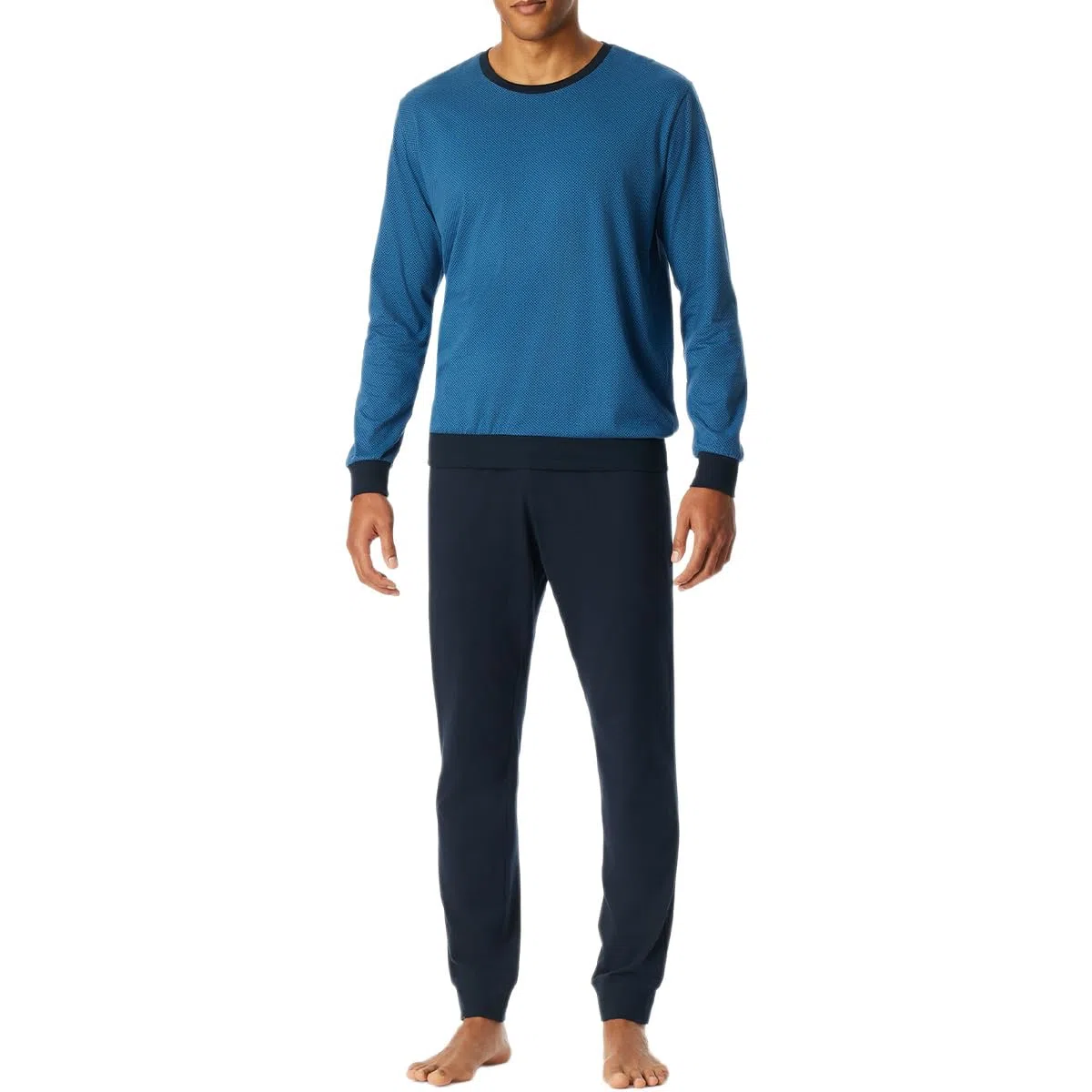 Uncover by Schiesser Herren Schlafanzug Set Shirt und Hose lang mit Bündchen - Nachtwäsche