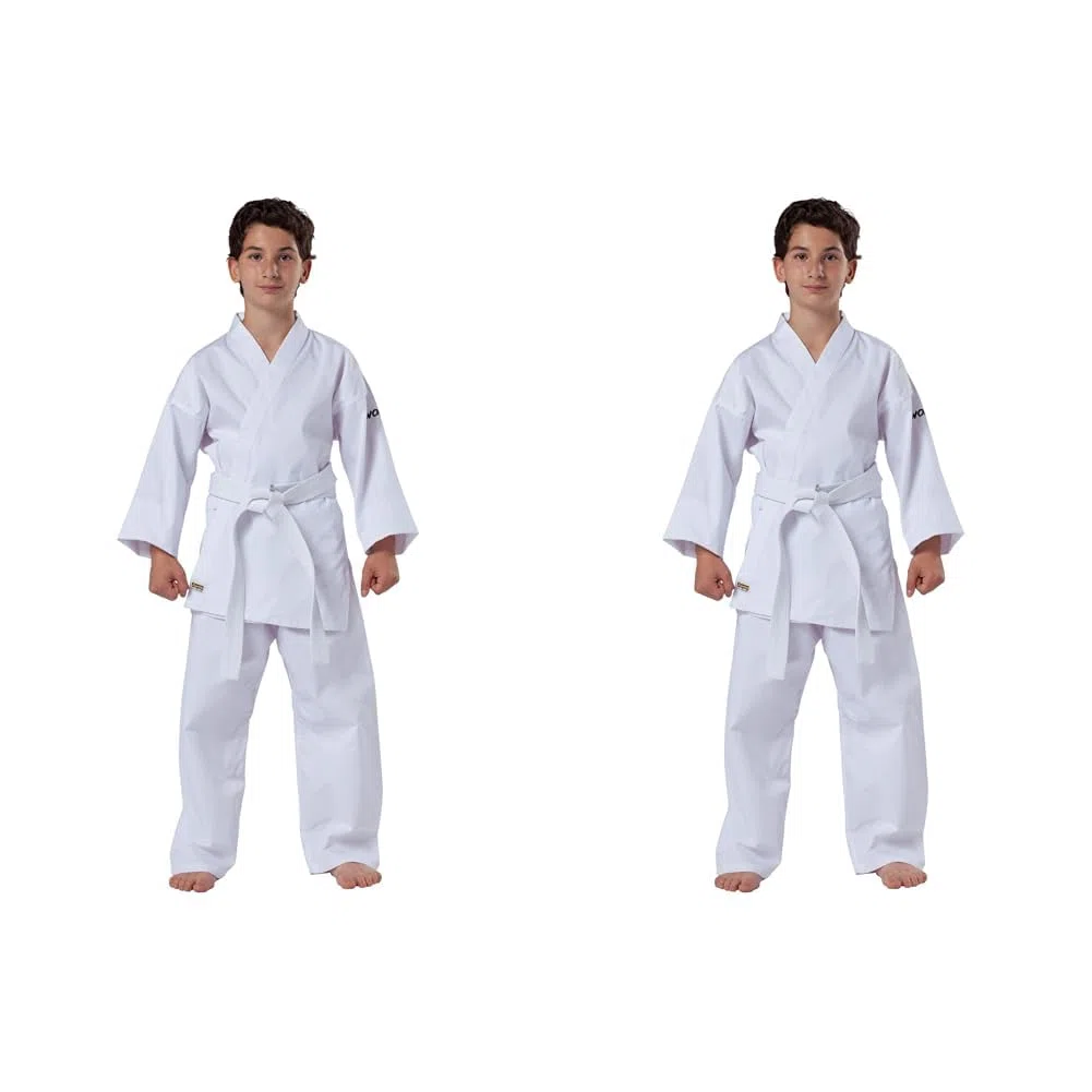 Kwon Unisex Kinder Kampfsportanzug Karate Basic Anzug, Weiß, 140 EU & Unisex Kinder Kampfsportanzug Karate Basic Anzug, Weiß, 120 EU