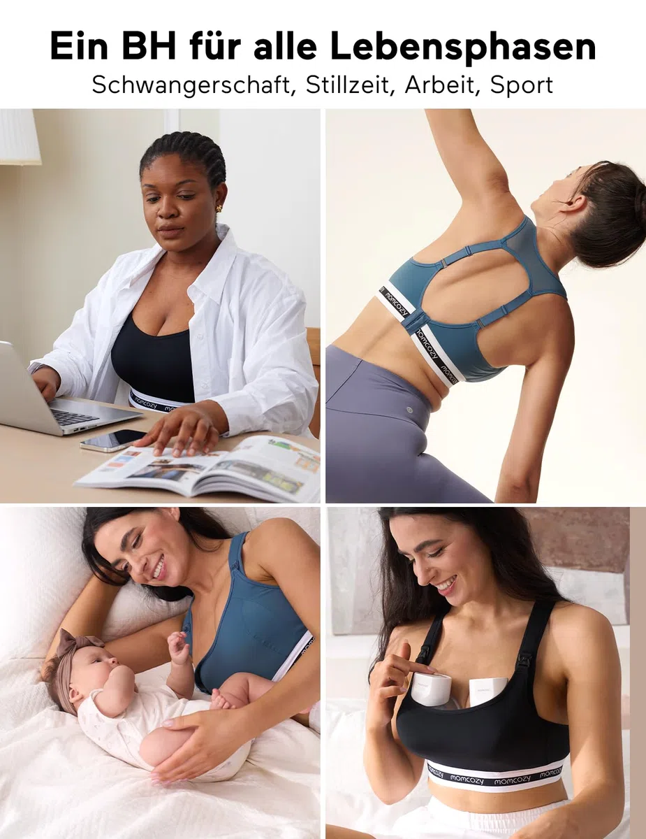 momcozy Stillbrüste für Stillen, FB011 Sport-Stillbrüste mit niedrigem Einschlag, Unterstützung für Schwangerschaft und Stillen, gepolsterte, drahtlose Brüste