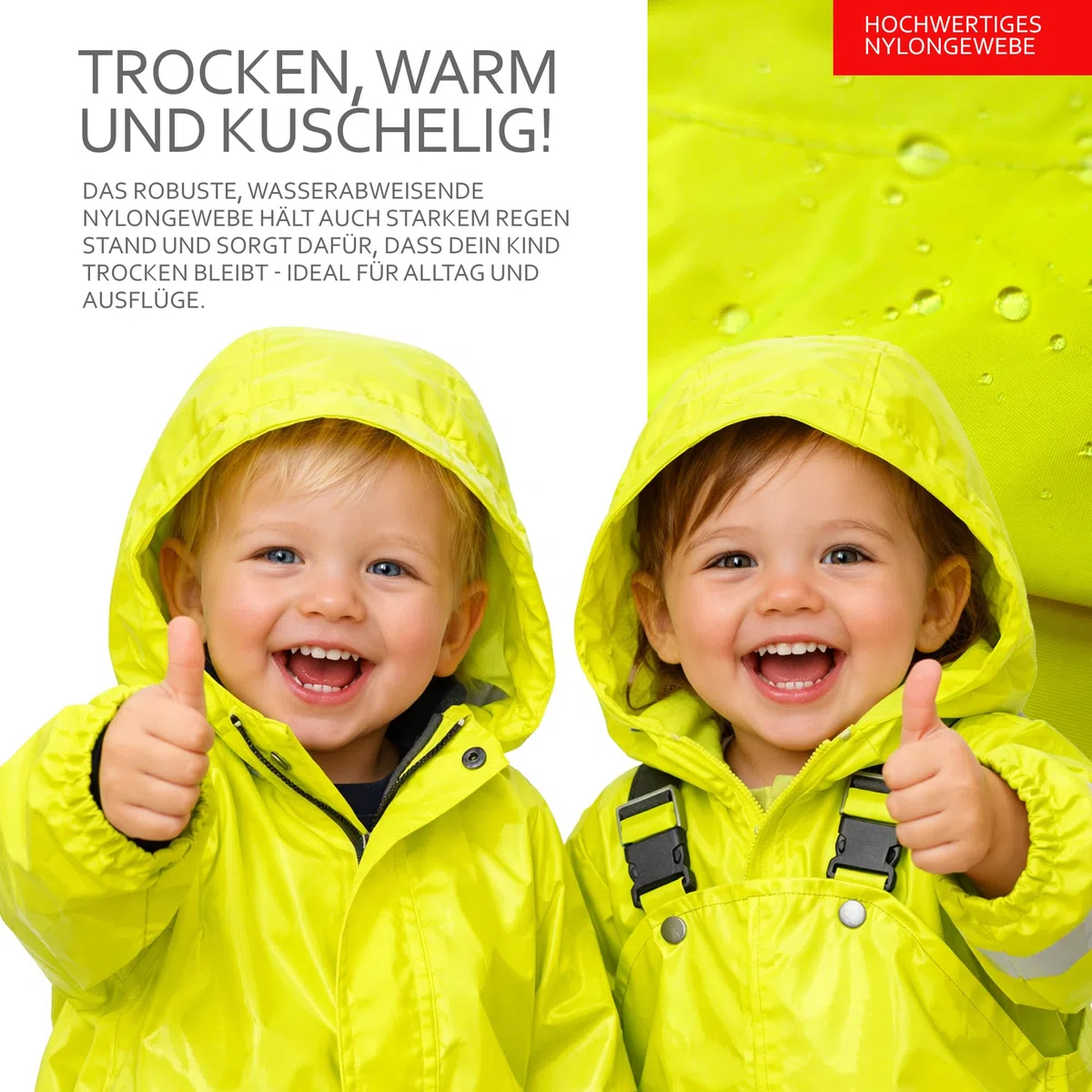 BambiniWelt Regencape Kinder – Regenponcho für Fahrradsitz, für Römer, wasserabweisend & reflektierend, Nylon Regenschutz mit Kapuze für Helm, für Kinderfahrradsitze