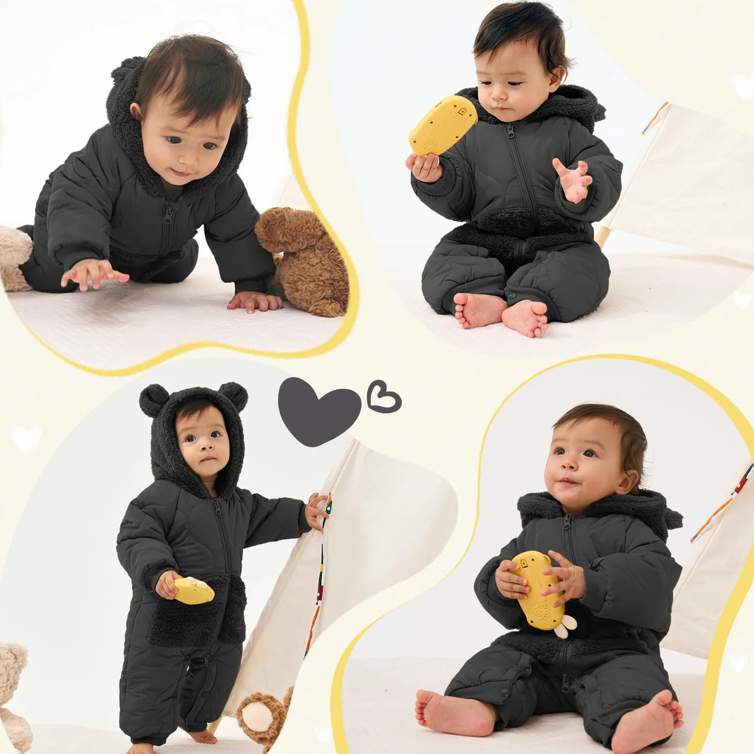 JiAmy Baby Schneeanzug, Baby Jungen Mädchen Winter Overall Strampler Neugeborenes Schneeoverall für 3-24 Monate