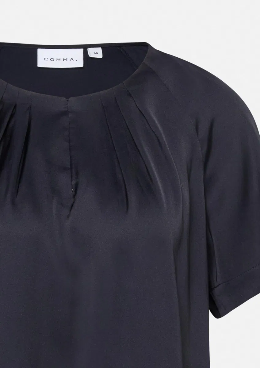Comma Damen Satinbluse mit Raffung Bluse