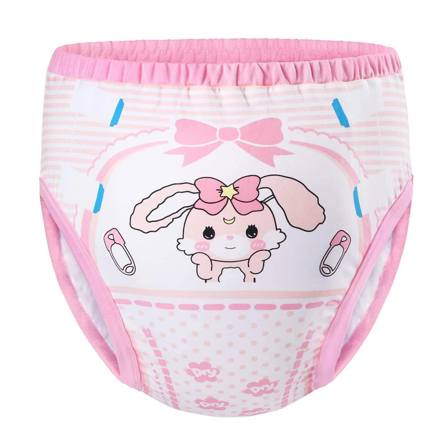 LittleForBig Weiche Baumwoll Unterwäsche Bequeme Waschbare Wiederverwendbare Trainingshosen für Erwachsene - Baby Usagi Rosa S