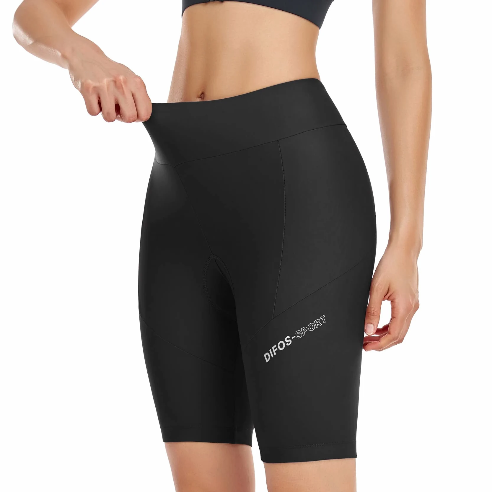 Radlerhose Damen Gepolstert High-Waist Fahrradhose Kurz mit 4D Sitzpolster Radhose Schnell Trocknende Gesäßtasche