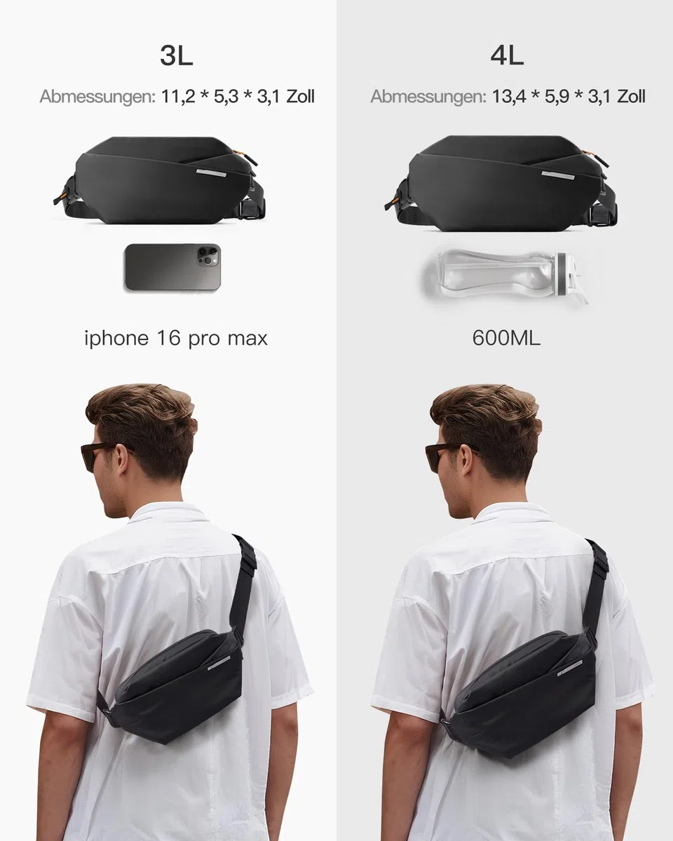 Inateck Sling Bag, Stilvolle Umhängetasche mit verstellbarem Schultergurt, wasserabweisende Umhängetasche für Damen und Herren
