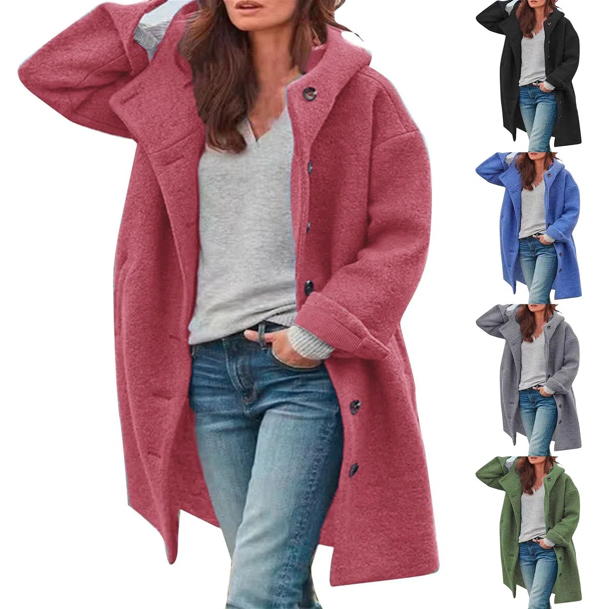Damen Langarm-Flockenjacke, locker sitzend, warm, für den Winter, modisch, Reversjacke, Mäntel Damen Übergangsjacke Damen Winterjacke Marke Leichte Damen Steppjacke Mit Kapuze