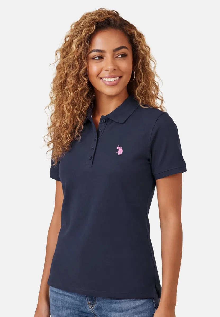 U.S. POLO ASSN. Damen Poloshirt (S-2XL) Kurzarm Polohemd mit Flachstrickkragen P007