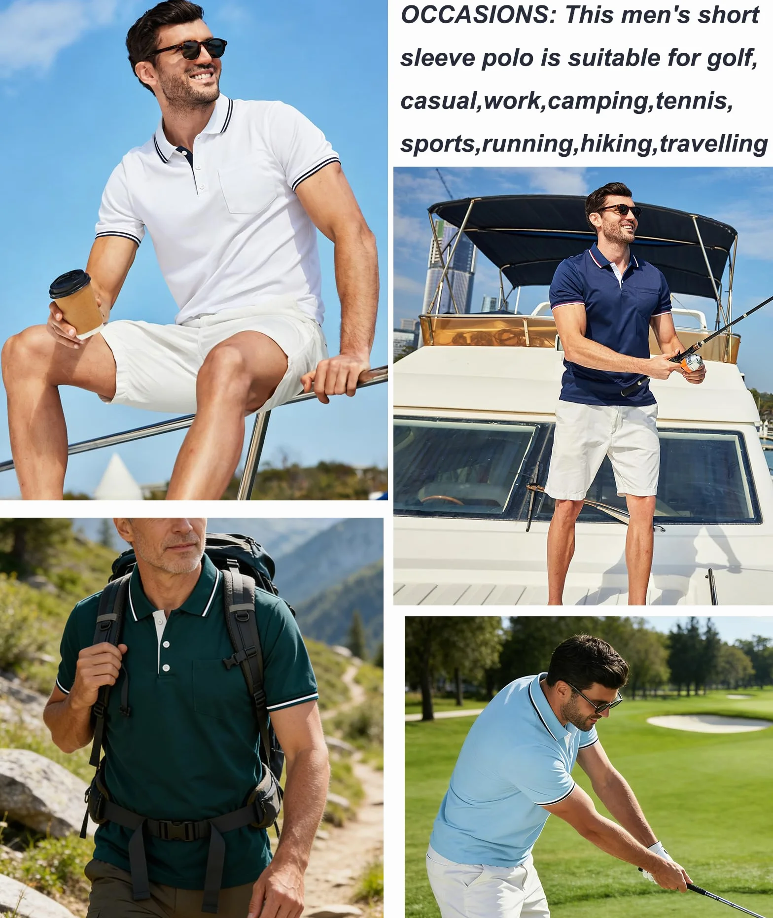 ZITY 3er Pack Poloshirt Herren Kurzarm Atmungsaktiv Poloshirt Set Leichtes Golf Polohemd 3 Pack T Shirt für Arbeit Business